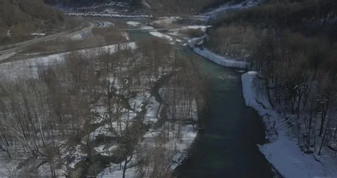 Aerial around cable-stayed bridge Adler road Krasnaya polyana Sochi Russia Stock Footage 289650230