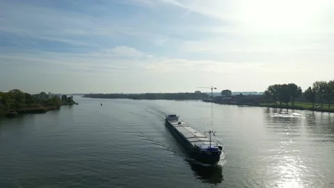 Aerial Around Forward Bow Of Diva Motor Freighter Ship Travelling Along Vídeos de archivo 222889595