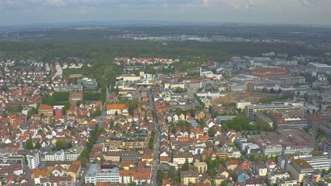 Aerial around the Killesberg in spring  in Stuttgart, Germany. Video stock 107694630
