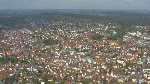 Aerial around the Killesberg in spring  in Stuttgart, Germany. Stock Footage 107694838