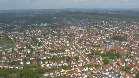 Aerial around the Killesberg in spring  in Stuttgart, Germany. Stock Footage 107695189