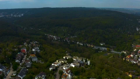 Aerial around the Killesberg in spring  in Stuttgart, Germany. Stock Footage 125271179