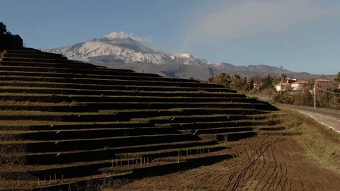 Aerial ascending view of Mount Etna in Sicily (Italy) Stock Footage 105682160