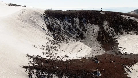 Aerial ascending view of a small volcanic crater on mount Etna in Sicily (Italy) Stock Footage 103309256