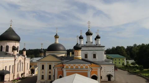 Aerial ascent over monastery churches Vidéo 325626835