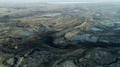 Aerial Athabasca tar sands Fort McMurray Alberta Canada Stock Footage