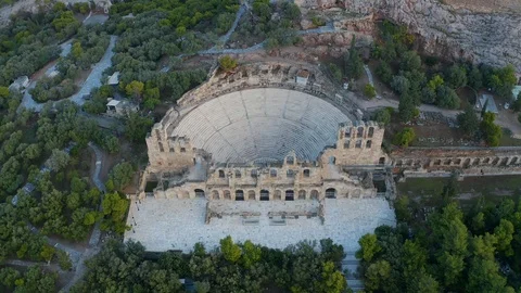 Aerial Athens Greece Ampitheter Drone History Stock Footage 120556726