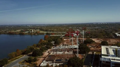 Aerial Austin Construction Cranes Stock-Footage 70634457