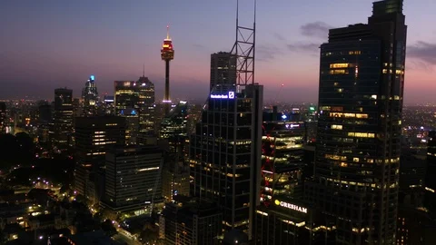 Aerial Australia Sydney April 2018 Night 30mm 4K Inspire 2 Prores Stock Footage
