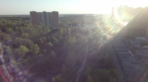 Aerial autumn pond river park forest nature reserve lake leaf by drone Stock Footage 56371053