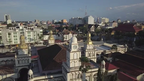 Aerial Back from muhammadi mosque,Kota Bharu,Malaysia Stock Footage 84833596
