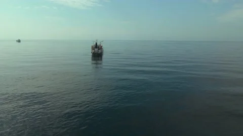 Aerial, Back view, Cargo Ship, Afternoon Stock Footage 163095090