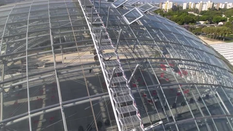 Aerial back view of the Sphere Building of the Academy Museum in LA 스톡 동영상 196028133