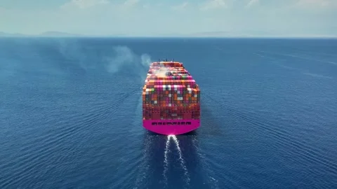 Aerial back view of a very big container cargo ship Video stock 294545752
