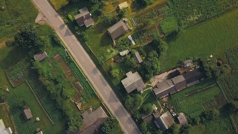 Aerial background drone view of a small village town Stock Footage 112577280