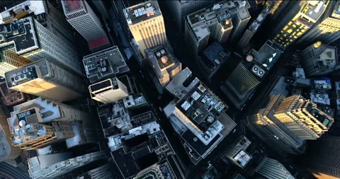 Aerial background view of modern skyscraper and building in Manhattan NY Stock Footage