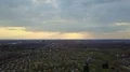 Aerial backward shot allotments and sunset landscape before spring season 4k 4k or 4k+ Resolution