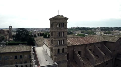 Aerial  Basilica of Sant Bonifacio e Alessio in Rome, Italy. Drone N. Stock Footage 64385316
