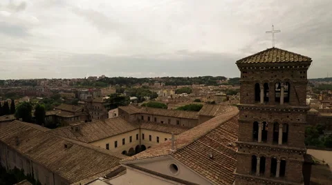 Aerial Basilica of Sant Bonifacio e Alessio in Rome, Italy.  N. Stock Footage 64411463