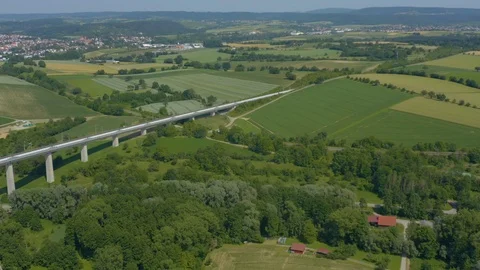 Aerial of Bauerbach Train Bridge in Germany Stock Footage 111725869