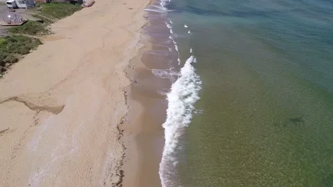 Aerial beach and waves Video stock 194465967