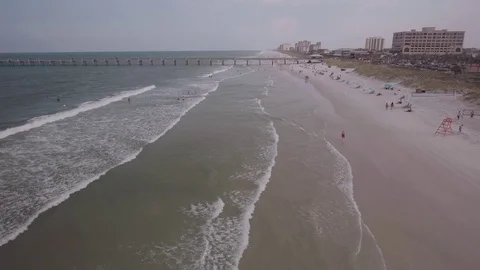 Aerial of Beach in Jacksonville Stock Footage 70101509