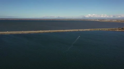 Aerial Beach Kite Boarding Stock Footage 217565955