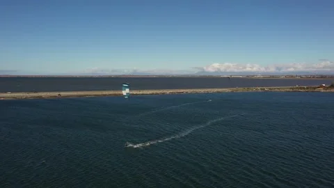 Aerial Beach Kite Boarding 스톡 동영상 217566939