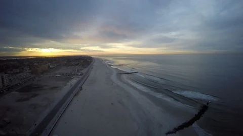 Aerial Beach Sunrise Stock Footage
