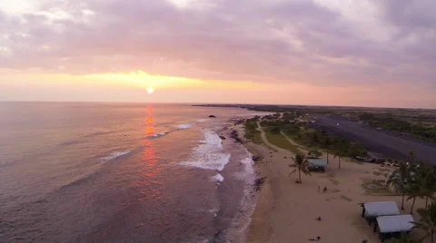 Aerial Beach Sunset Stock Footage 40049105