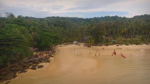 Aerial Beach Thailand Kayaks  Stock Footage 104125553