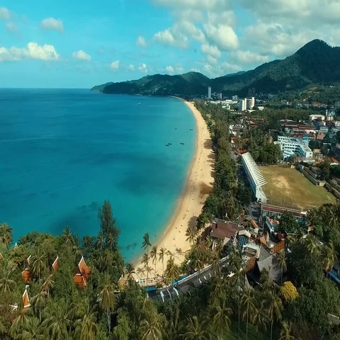 Aerial: Beautiful beach with a height. Stock Footage 69704215