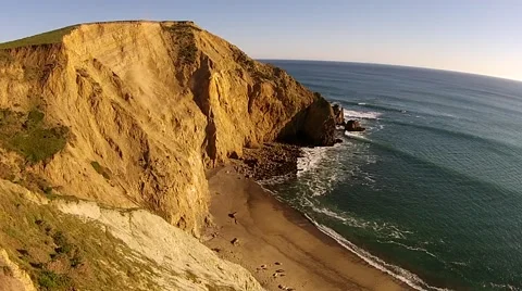 (Aerial) Beautiful Cliffs Along The Ocean Stock Footage