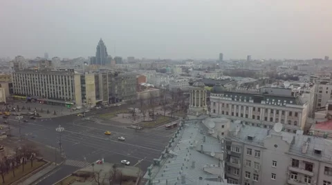 Aerial beautiful downtown Moscow lights copter drone 4k Stock Footage