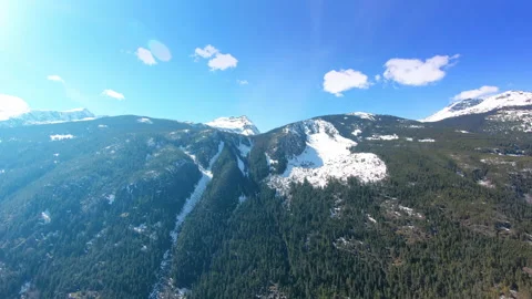 Aerial Beautiful Ice Mountain Range Sky, White Glacier Peak, Snow Travel Flight Stock Footage 144688122