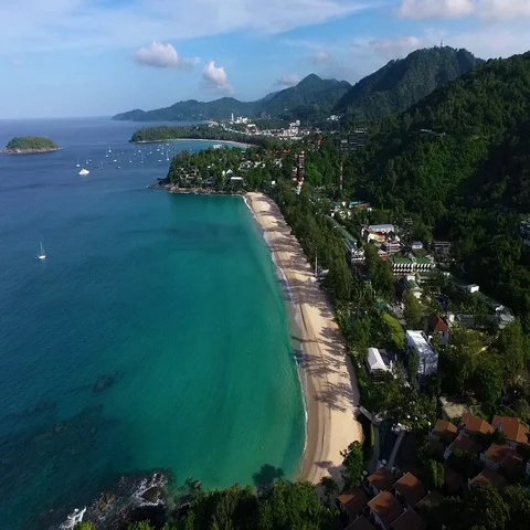 Aerial: Beautiful Kata Noi beach. Phuket. Thailand. Stock Footage
