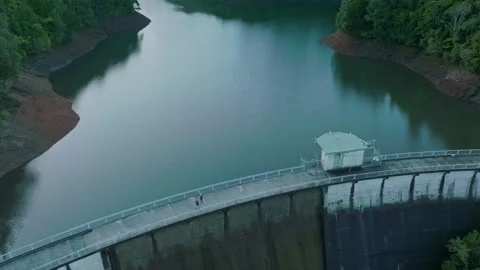 Aerial: beautiful landscape around Upper Nihotupu reservoir, New Zealand 库存影片 196639063