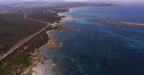 Aerial, beautiful landscape view on Sardinia island and incredibly beautiful  Vidéo 80718588
