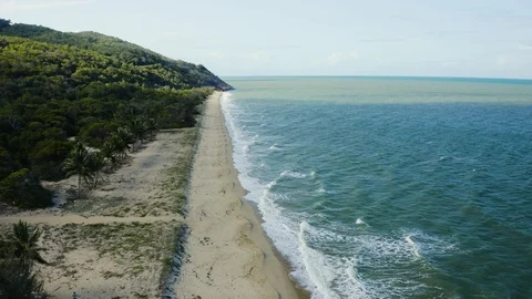 Aerial, beautiful panoramic view on Wangetti beach in Cairns in Queensland, A Stock-Footage 106202858