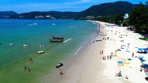 Aerial of the beautiful Patong Beach in Thailand Stock Footage 83757953
