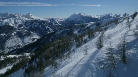 Aerial of beautiful snowcapped mountains Stock-Footage 64345985