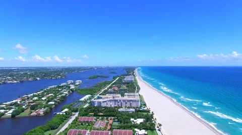 Aerial - Beautiful static view of beach in Miami Stock Footage 66240798