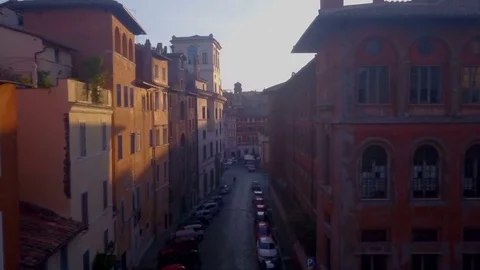 AERIAL: beautiful street in the old part of Rome, Italy. Stock Footage