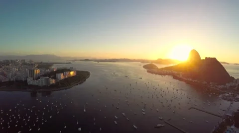 Aerial of beautiful Sugarloaf mountain in Rio De Janeiro Stock Footage 62889953