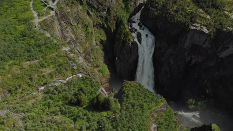 Aerial of beautiful waterfall Video stock 170967035