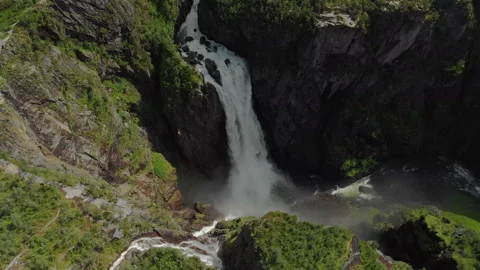 Aerial of beautiful waterfall Video stock 170972293