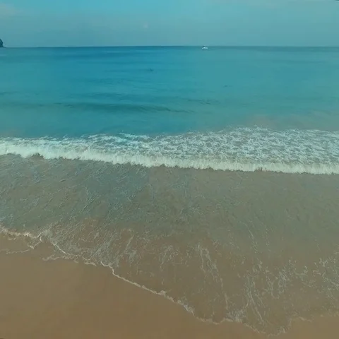 Aerial: Beautiful waves on the beach. Stock Footage 69573886
