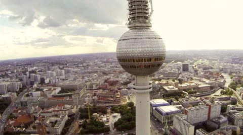 Aerial Berlin television tower Fernsehturm Drohne Luftaufnahme Stock Footage