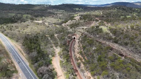 Aerial - Bethungra Rail Spiral Stock Footage 330754841