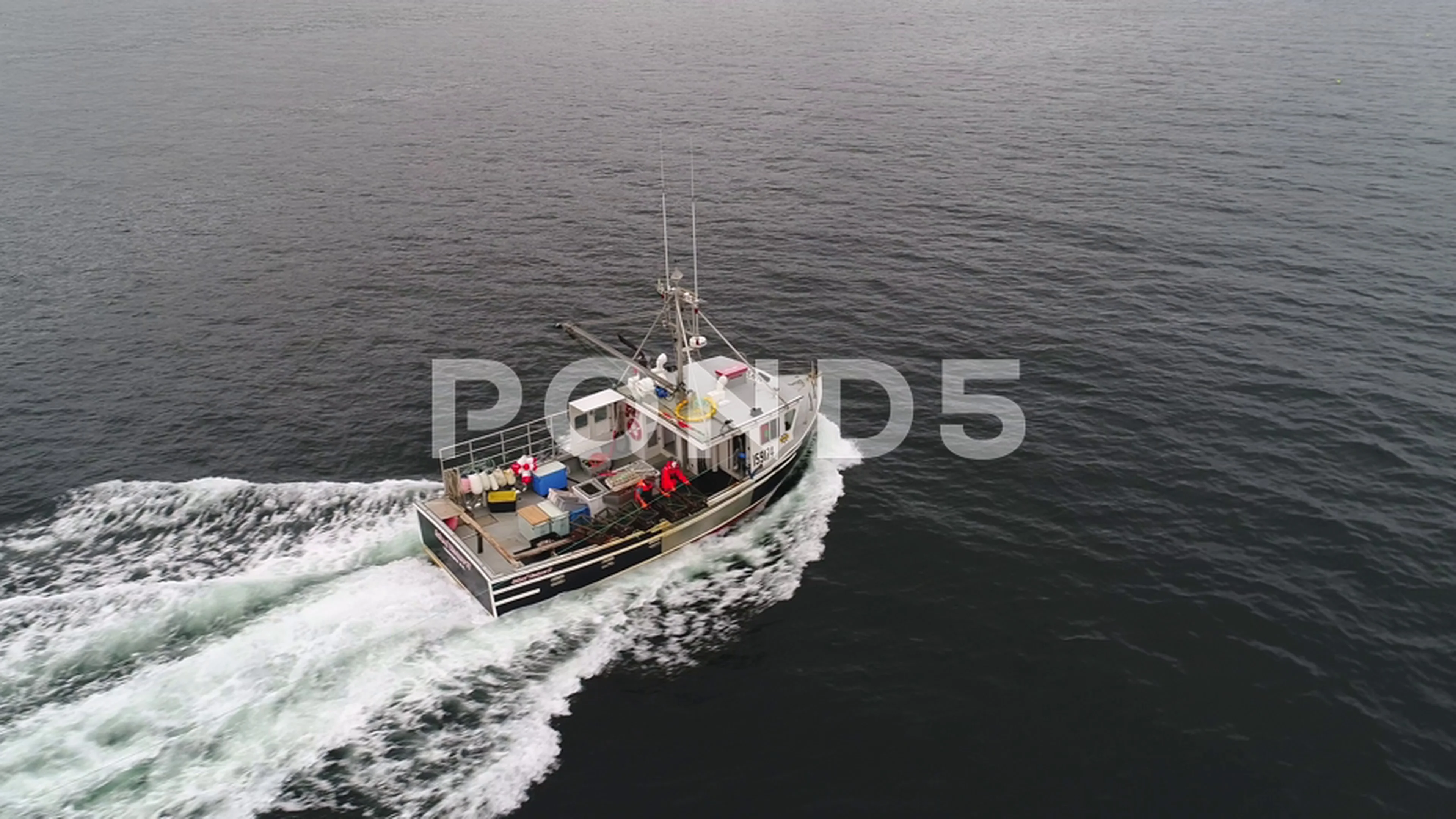 Aerial of a big commercial fishing boat , Stock Video